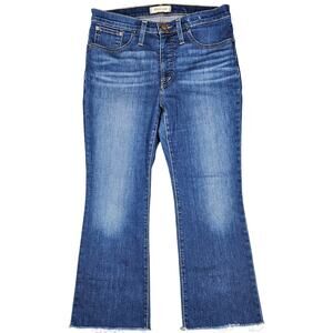 MADEWELL WOMEN'S CALI DEMI‑BOOT JEANS – SIZE 29P – BLUE DENIM - DISTRESSED HEM